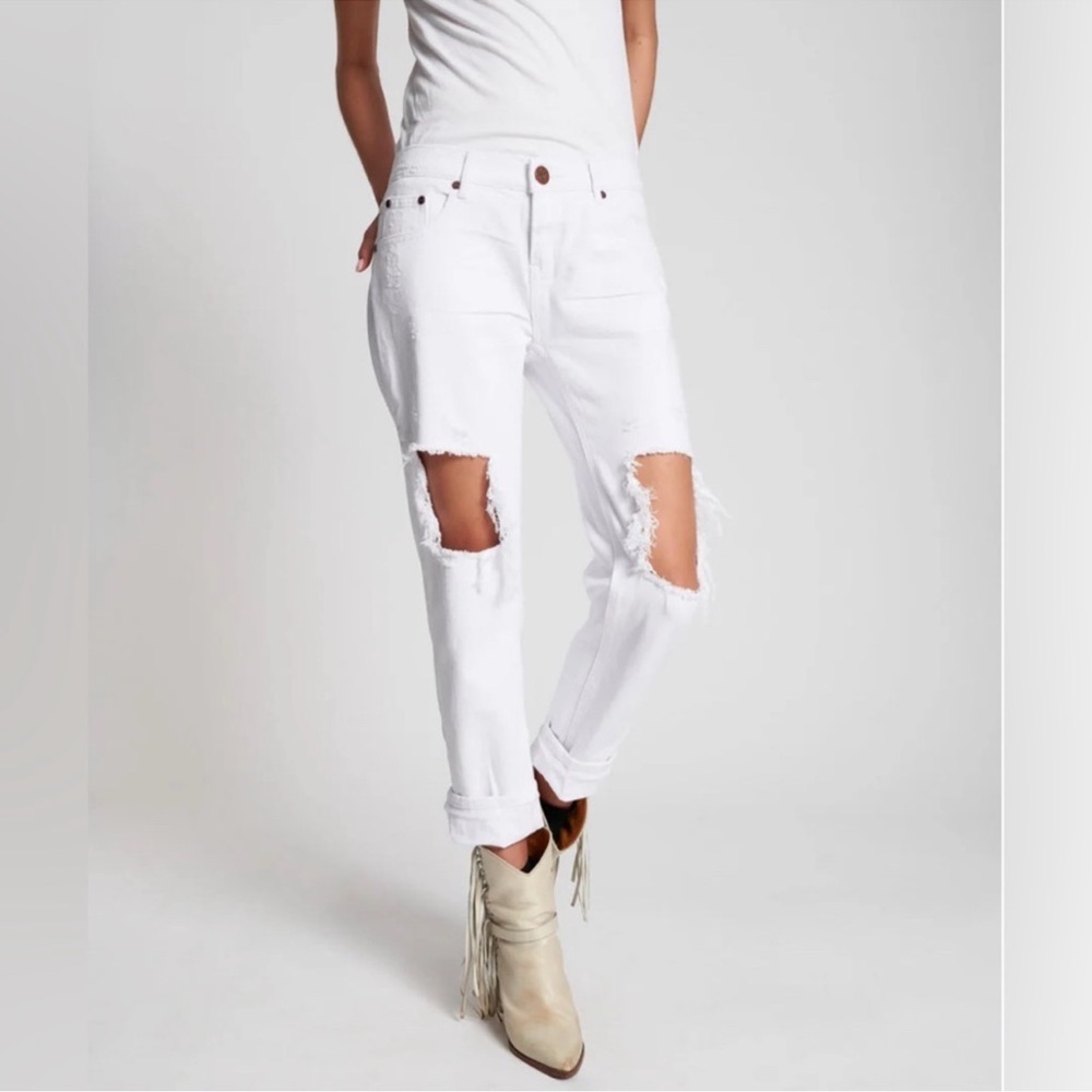 One X Oneteaspoon white distress crop jeans 30
